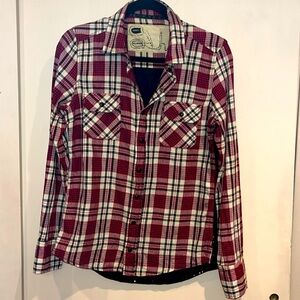 BlankNYC ladies western wear snap down plaid front /sequined back top size sm